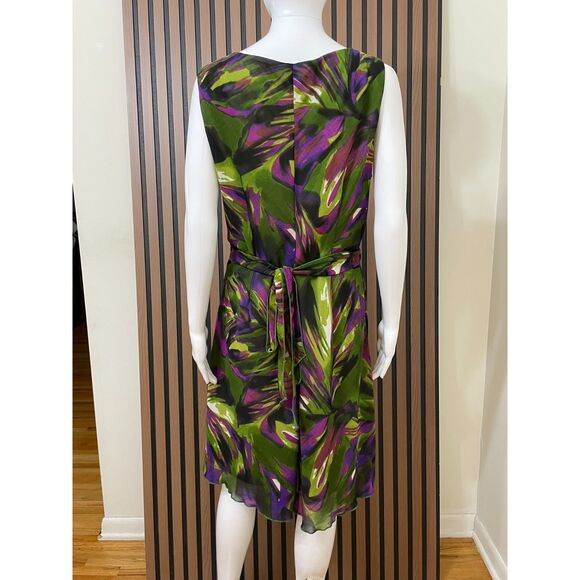 Signature Robbie Bee Women's 14 Green Dress Polyester Fit&Flare Ruffled Cocktail - Picture 2 of 10